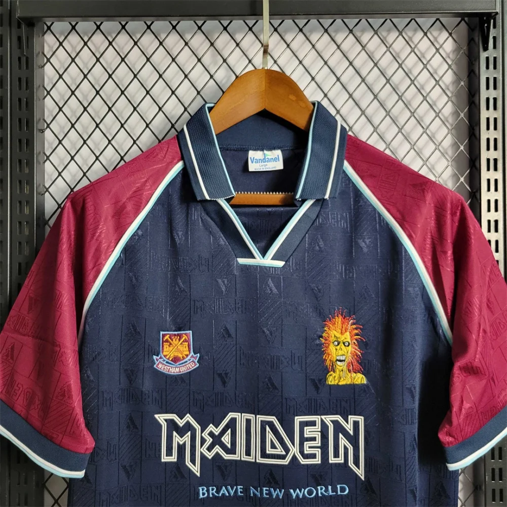 West Ham United Retro Football Jersey Iron Maiden Home Joint Board Shirt 1999/01 - Image 4