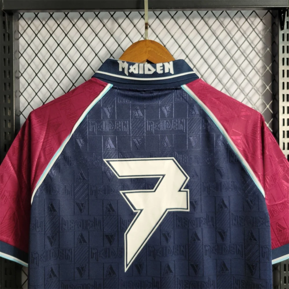 West Ham United Retro Football Jersey Iron Maiden Home Joint Board Shirt 1999/01 - Image 8