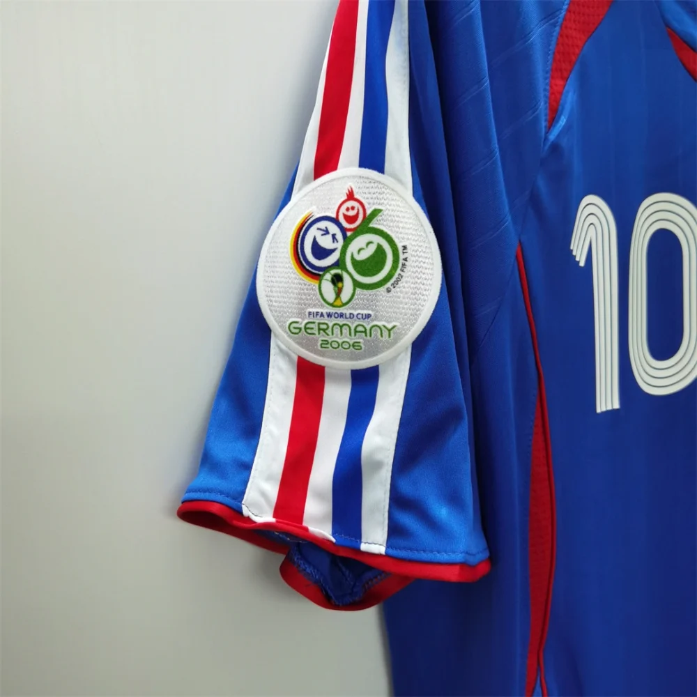 Zidane#10 France Retro Soccer Jersey Home Shirt World Cup 2006 - Image 3
