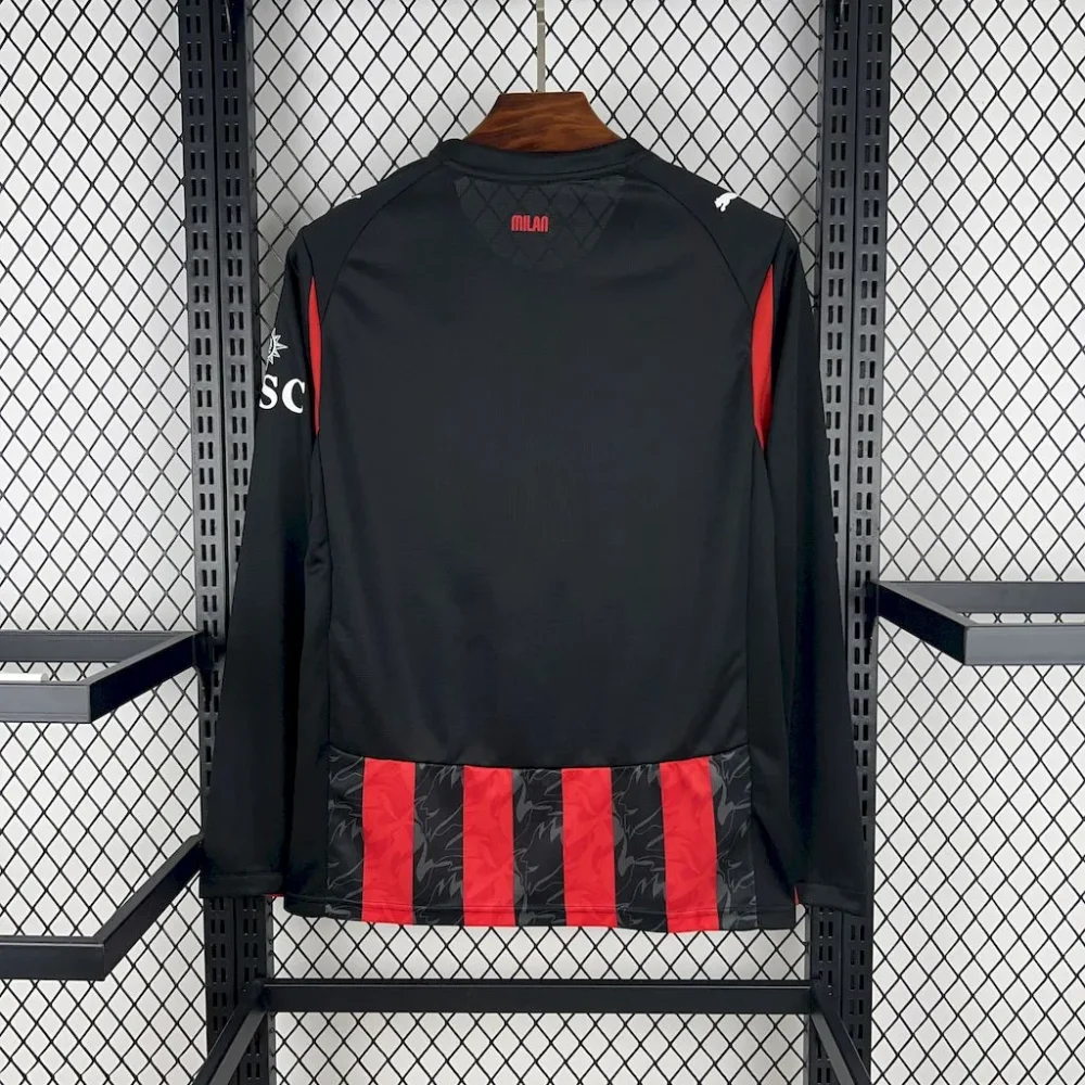AC Milan Soccer Jersey Home Long Sleeves Custom Shirt 2025/26 - Image 2
