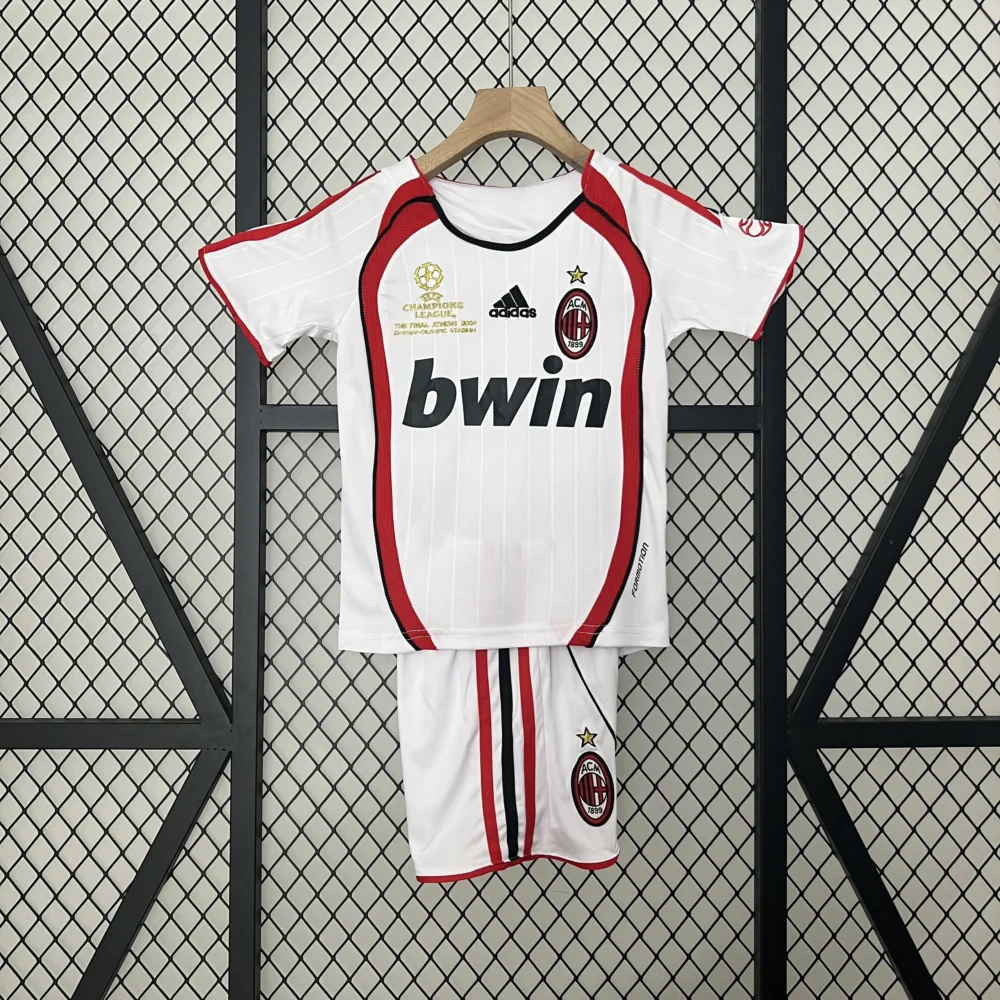 AC Milan Retro Soccer Jersey Away Kids Kit Jersey+Shorts 2006/07 - UCL Final