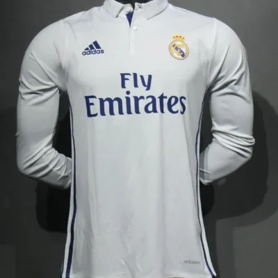 Real Madrid Authentic Retro Jersey Home Long Sleeve Soccer Shirt 2016/17