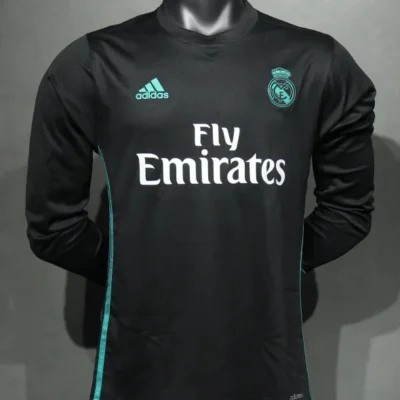 Real Madrid Authentic Retro Jersey Away Long Sleeve Soccer Shirt 2017/18