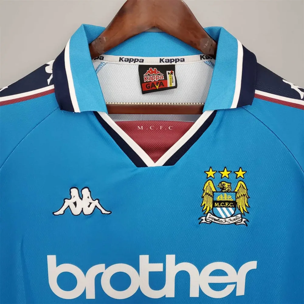 Manchester City Retro Home Football Jersey Shirt 1997/99 - Image 3