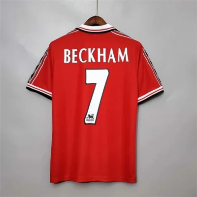 Beckham #7 Manchester United Retro Home Football Jersey Shirt 1998/99