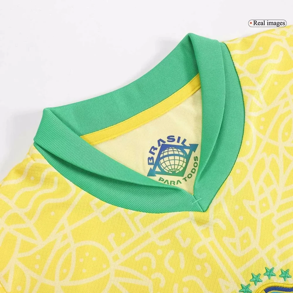 Brazil Home Soccer Uniform Kids Kit Jersey+Shorts Copa America 2024 - Image 5