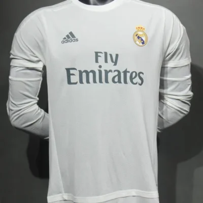 Real Madrid Authentic Retro Jersey Home Long Sleeve Soccer Shirt 2015/16