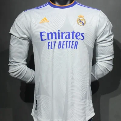 Real Madrid Authentic Retro Jersey Home Long Sleeve Soccer Shirt 2021/22
