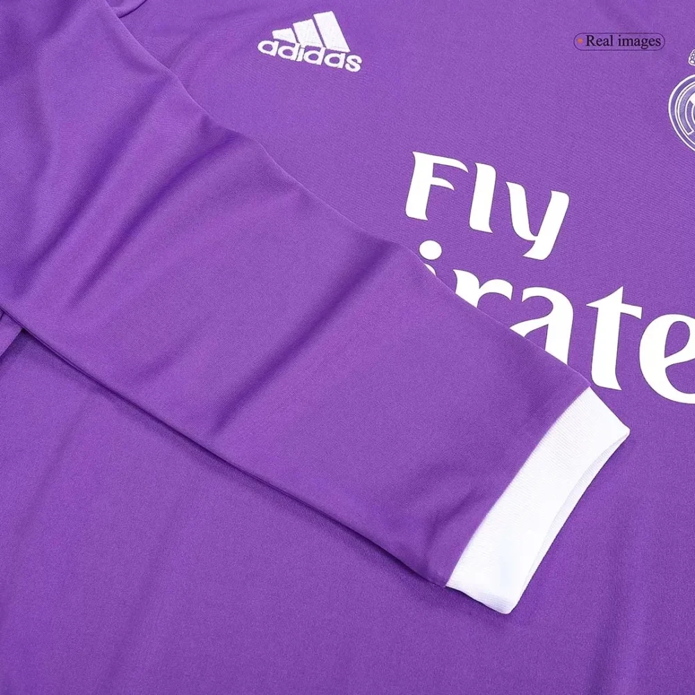 Real Madrid Retro Jersey Away Soccer Shirt Long Sleeve 2016/17 - Image 5