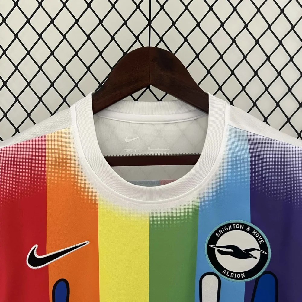 Brighton & Hove Albion Football Jersey Rainbow Laces Pre-Match Custom Shirt 2024/25 - Image 3