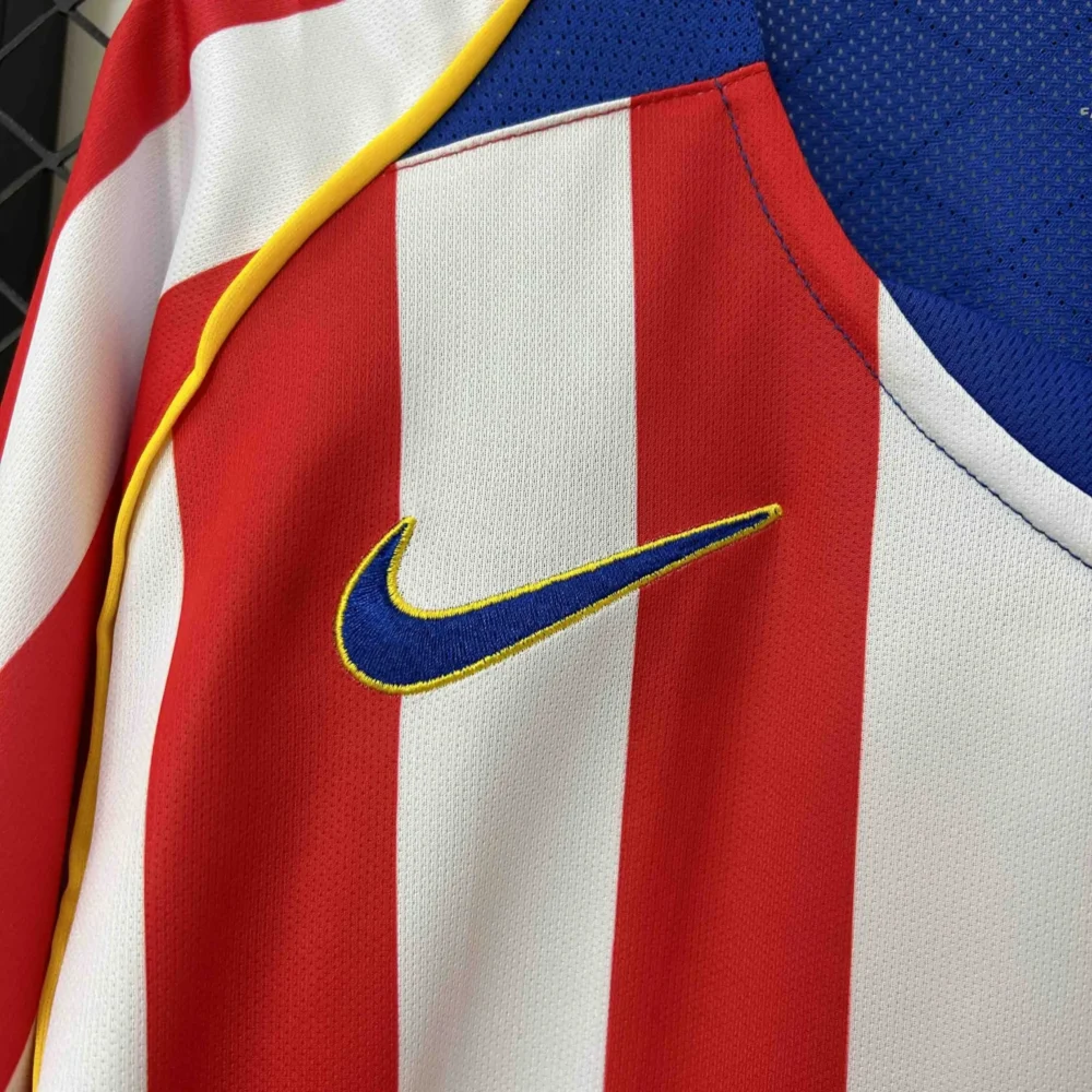 Atletico Madrid Retro Soccer Jersey Home Long Sleeve Shirt 2004/05 - Image 4