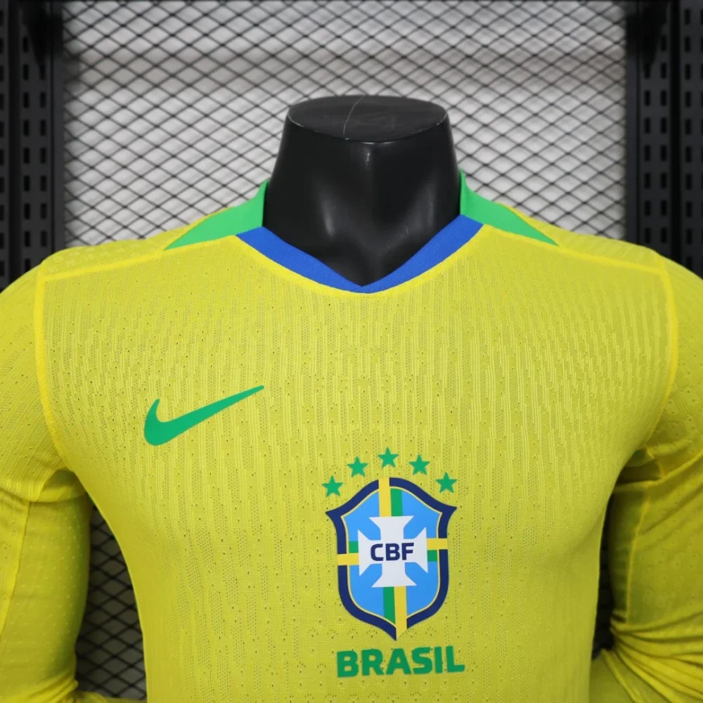 Brazil Authentic Soccer Jersey Home Long Sleeve Shirt 2025 - Image 3