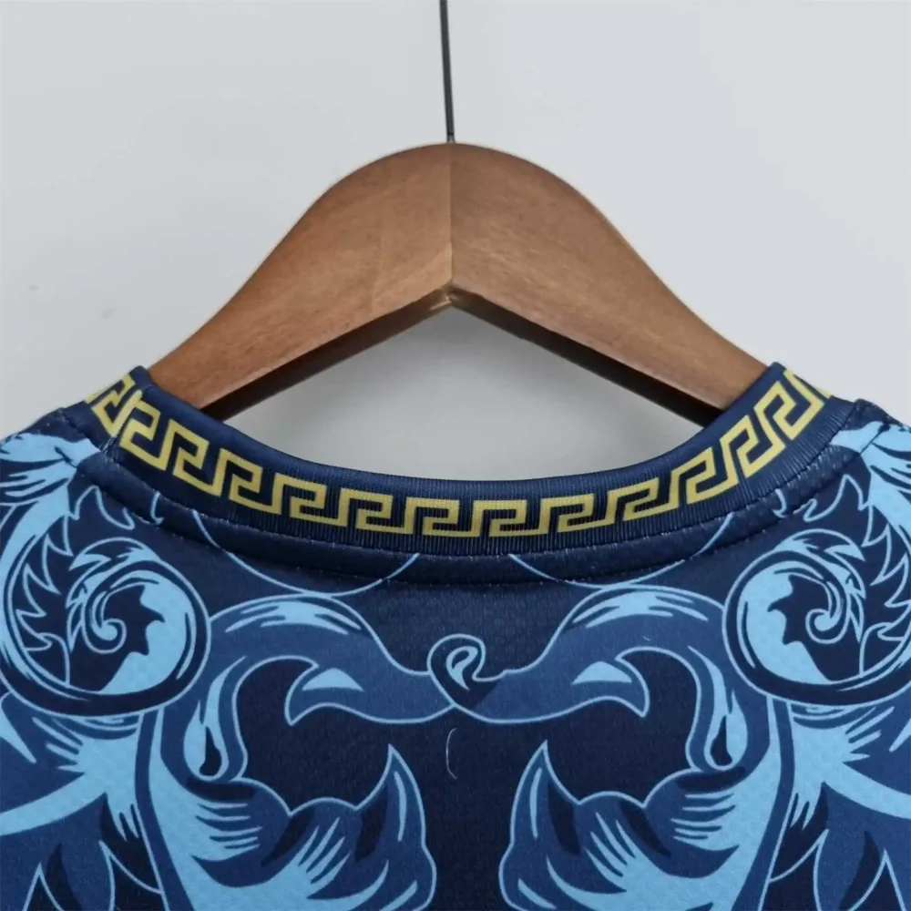 Italy Soccer Jersey x Versace Blue Special Edition Custom Shirt 2022 - Image 7