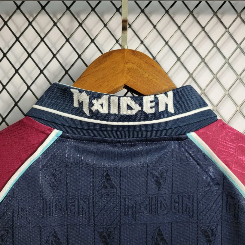 West Ham United Retro Football Jersey Iron Maiden Home Joint Board Shirt 1999/01 - Image 9