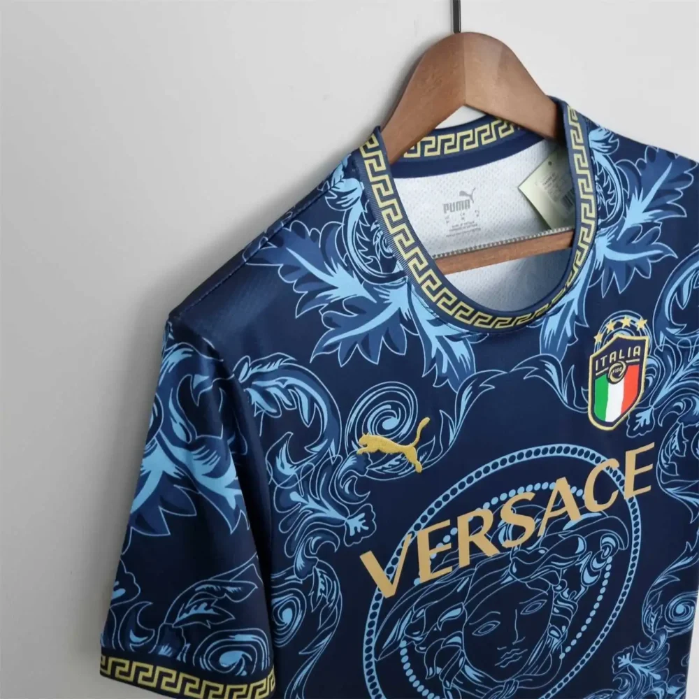 Italy Soccer Jersey x Versace Blue Special Edition Custom Shirt 2022 - Image 4
