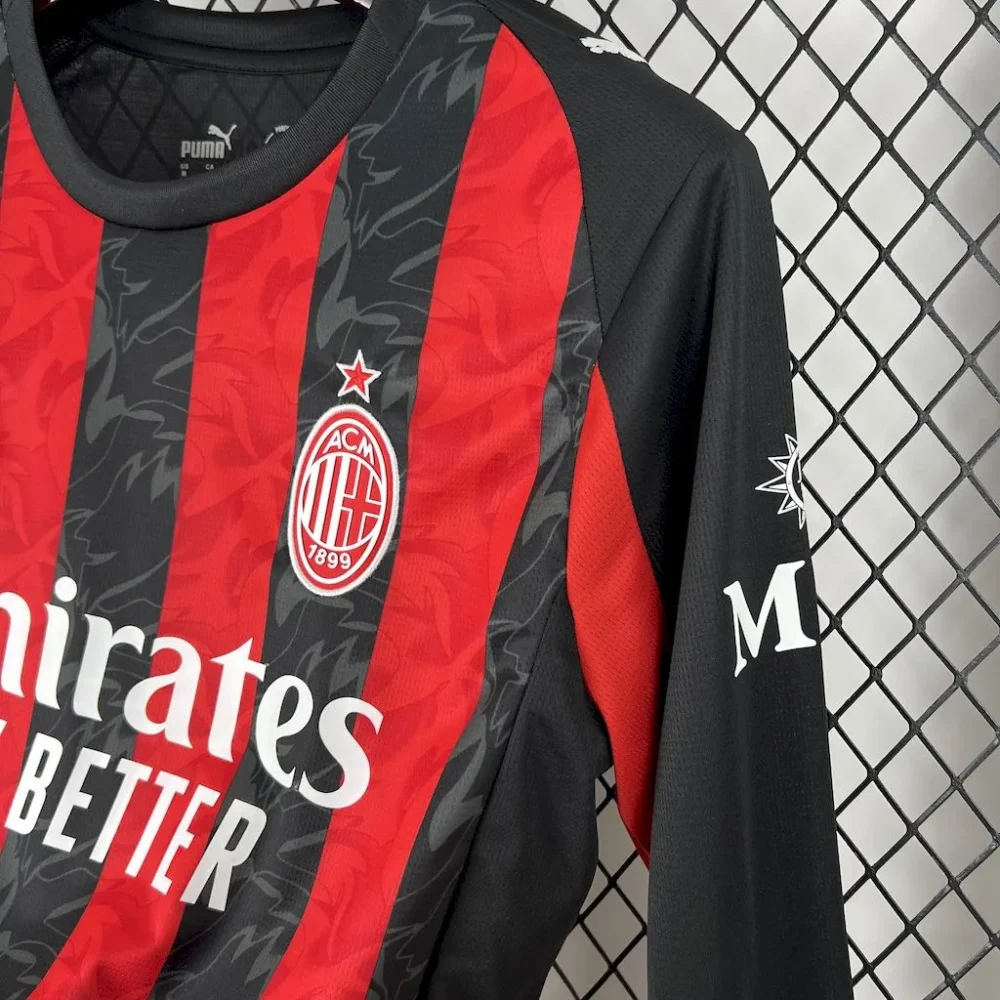AC Milan Soccer Jersey Home Long Sleeves Custom Shirt 2025/26 - Image 4