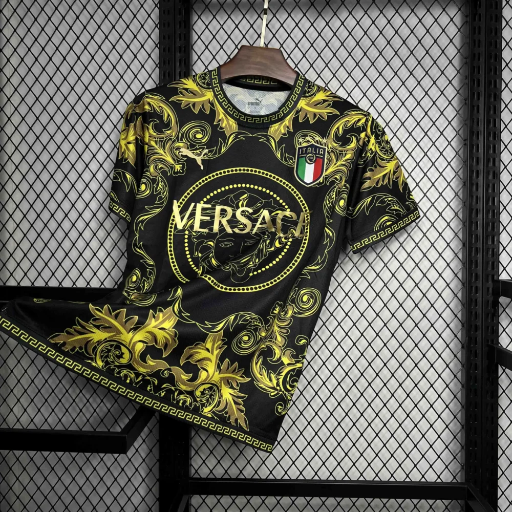 Italy Soccer Jersey x Versace Gold Special Edition Custom Shirt 2022 - Image 3