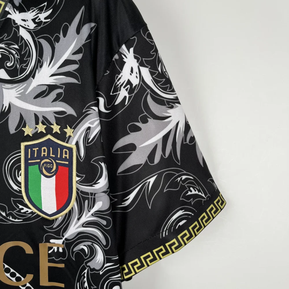Italy Soccer Jersey x Versace Black Special Edition Custom Shirt 2024 - Image 6