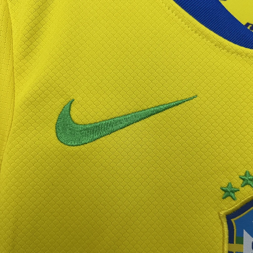 Brazil Home Soccer Uniform Kids Kit Jersey+Shorts 2025 - Image 4