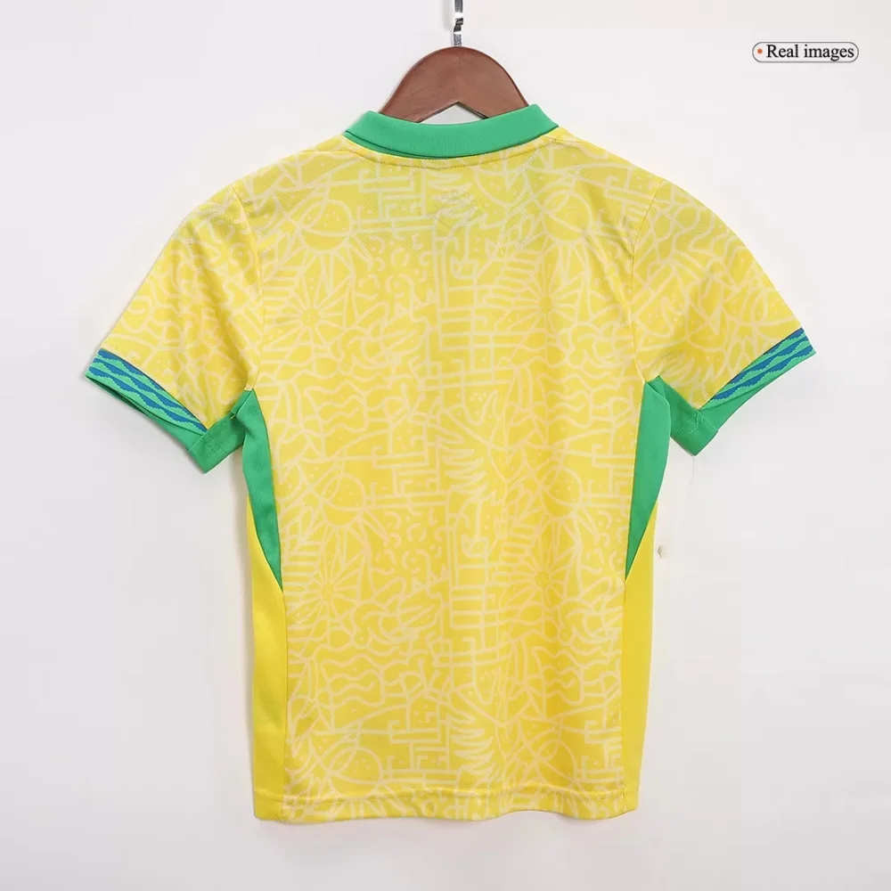 Brazil Home Soccer Uniform Kids Kit Jersey+Shorts Copa America 2024 - Image 4