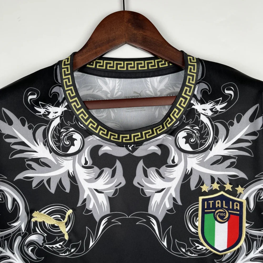 Italy Soccer Jersey x Versace Black Special Edition Custom Shirt 2024 - Image 3