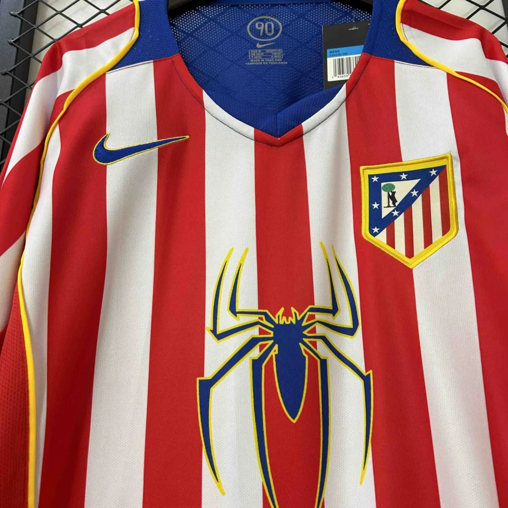 Atletico Madrid Retro Soccer Jersey Home Long Sleeve Shirt 2004/05 - Image 3
