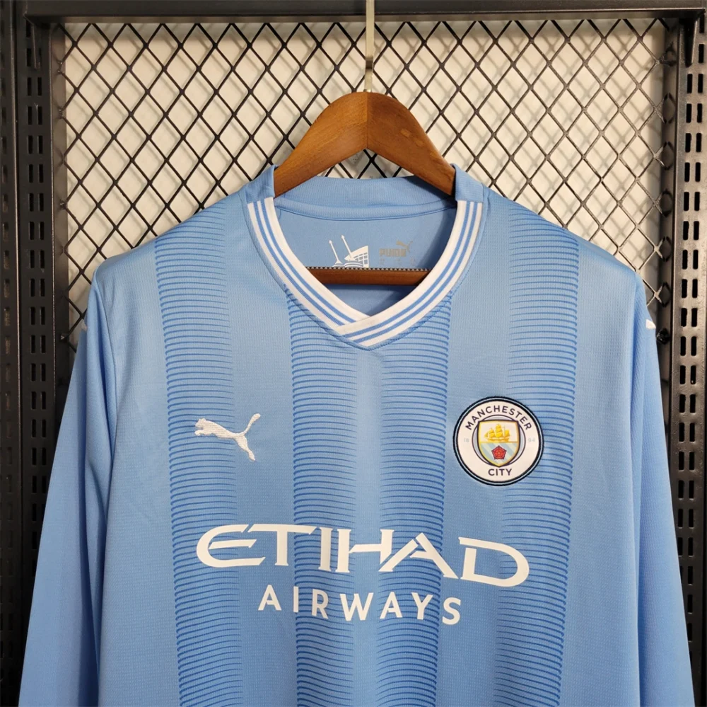 Manchester City Football Jersey Home Long Sleeve Shirt 2023/24 - Image 3