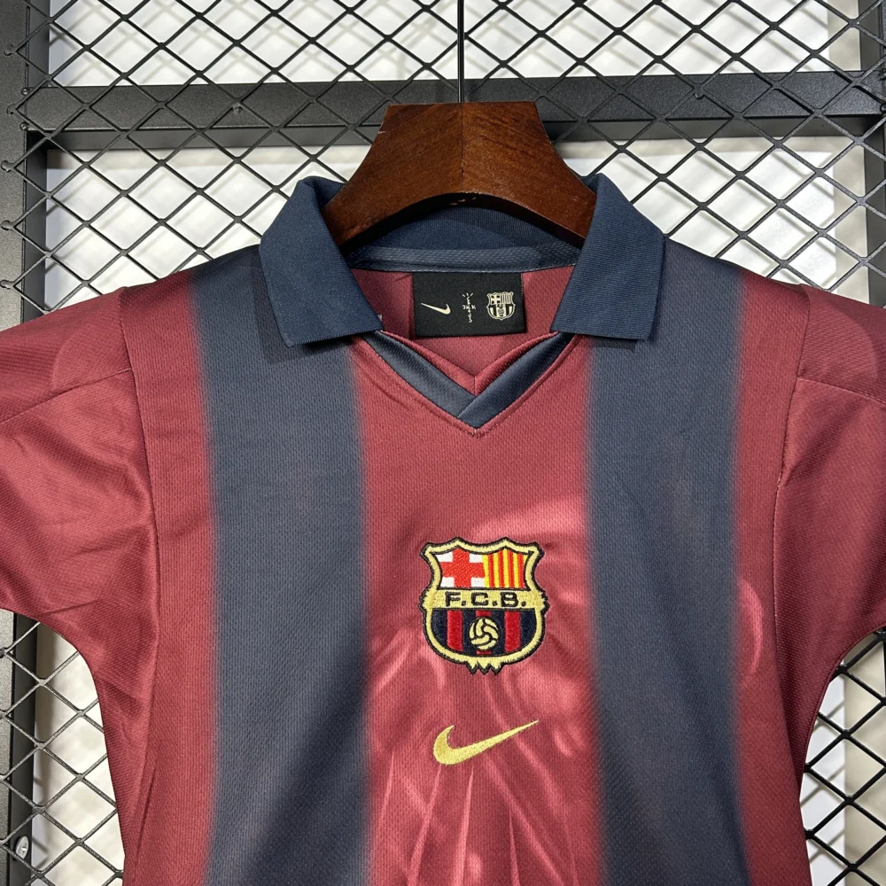 Barcelona Retro Home x CJ SKELETON Kids Kit Jersey+Shorts 2000/01 - Image 3