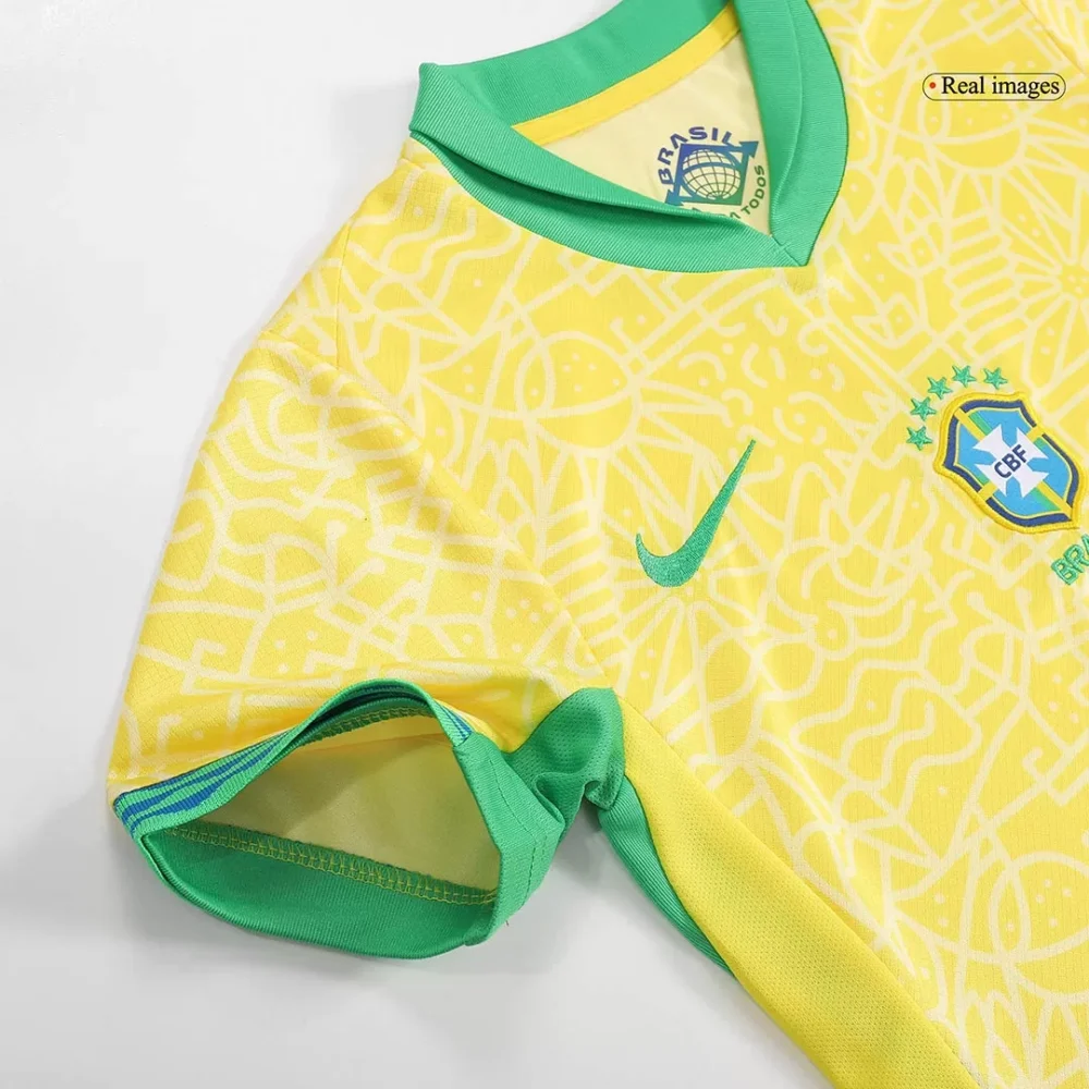 Brazil Home Soccer Uniform Kids Kit Jersey+Shorts Copa America 2024 - Image 6