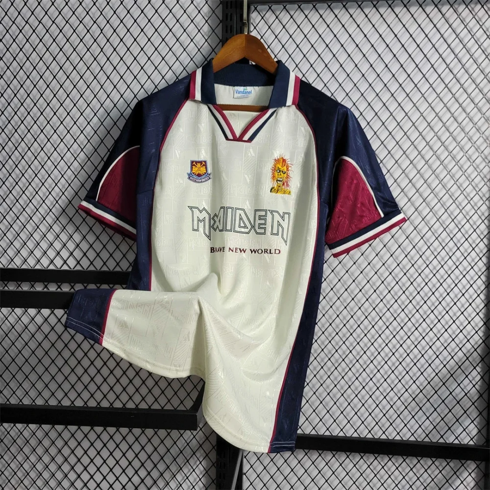 West Ham United Retro Football Jersey Iron Maiden Away Joint Board Shirt 1999/01 - Image 3
