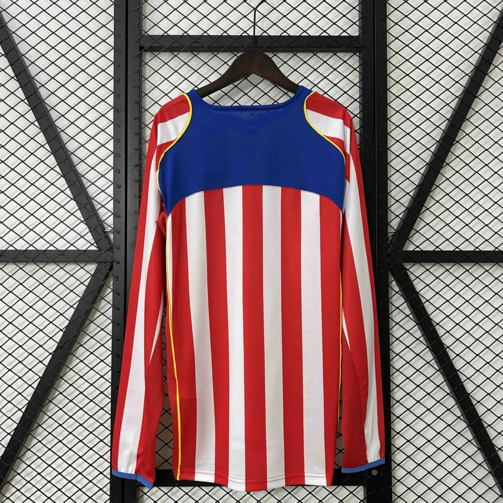 Atletico Madrid Retro Soccer Jersey Home Long Sleeve Shirt 2004/05 - Image 2
