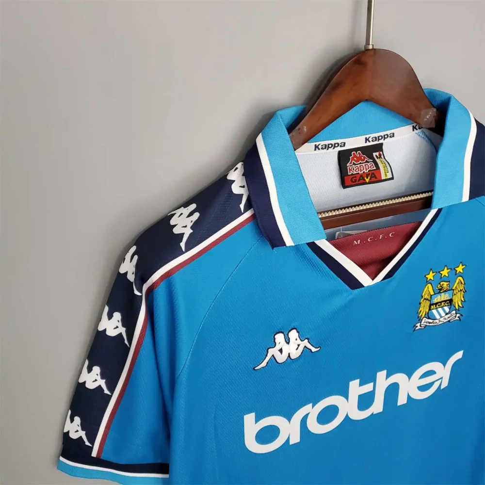 Manchester City Retro Home Football Jersey Shirt 1997/99 - Image 4