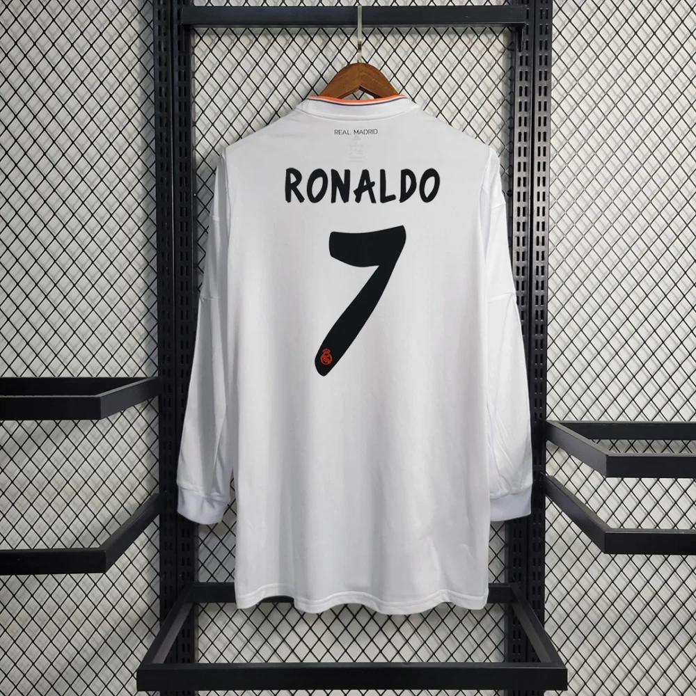 Real Madrid Retro Jersey Home Custom Long Sleeve Soccer Shirt 2013/14 - Image 4