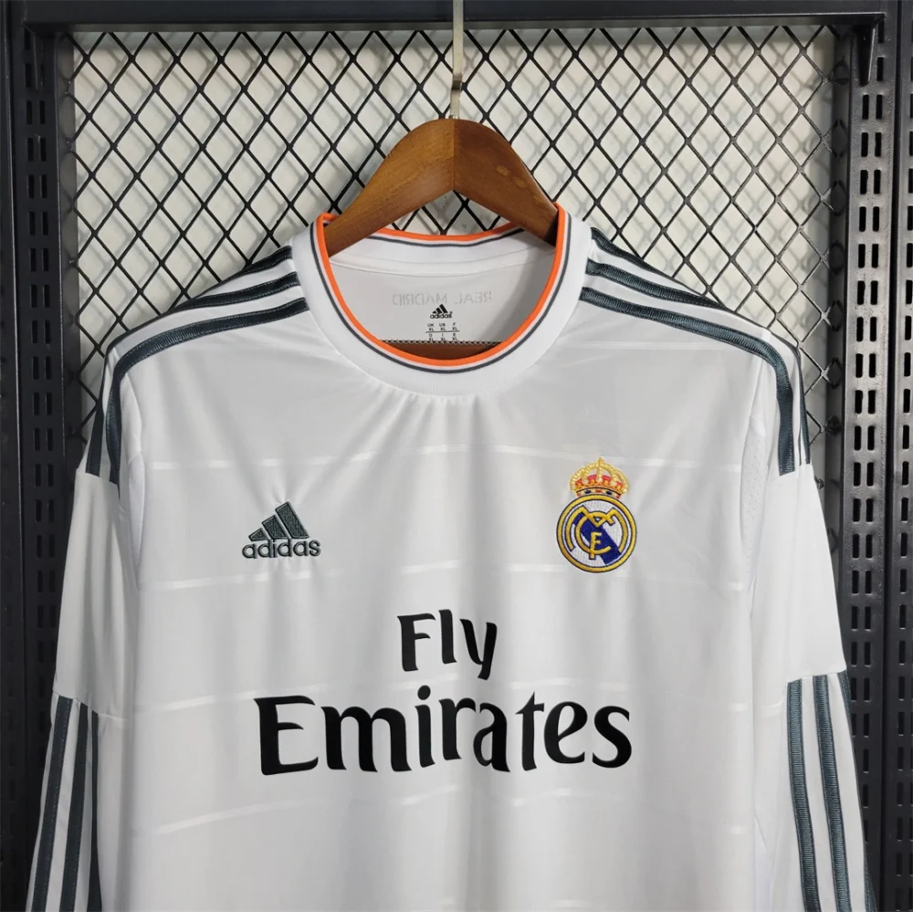 Real Madrid Retro Jersey Home Custom Long Sleeve Soccer Shirt 2013/14 - Image 5