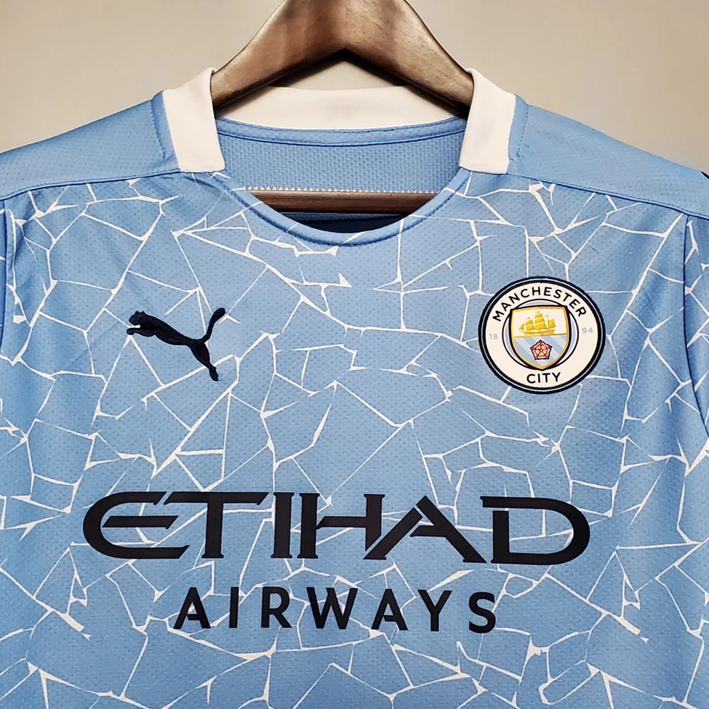 Manchester City Retro Football Jersey Home Shirt 2020/21 - Image 3