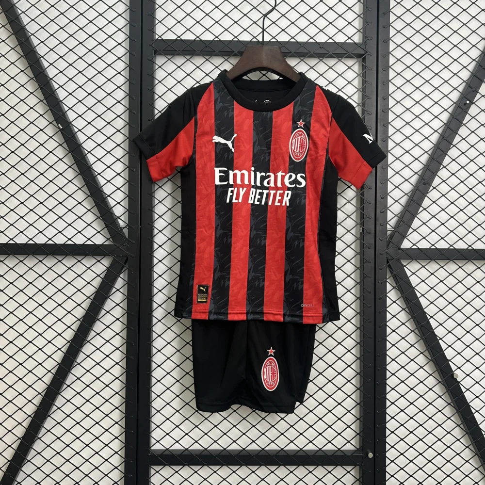 AC Milan Soccer Jersey Home Kids Kit Jersey+Shorts 2025/26