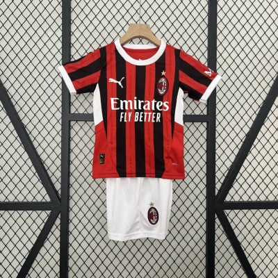 AC Milan Soccer Jersey Home Kids Kit Jersey+Shorts 2024/25