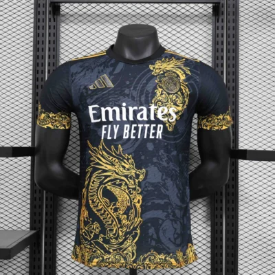 Real Madrid Authentic Soccer Jersey Golden Dragon Special Edition Shirt 2024/25