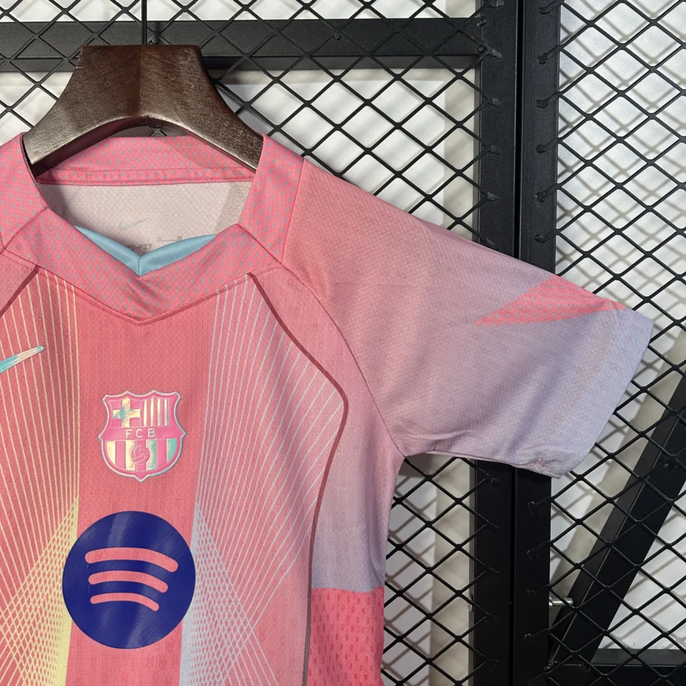 Barcelona Pink Special Edition Soccer Kids Kit Jersey+Shorts 2025/26 - Image 4