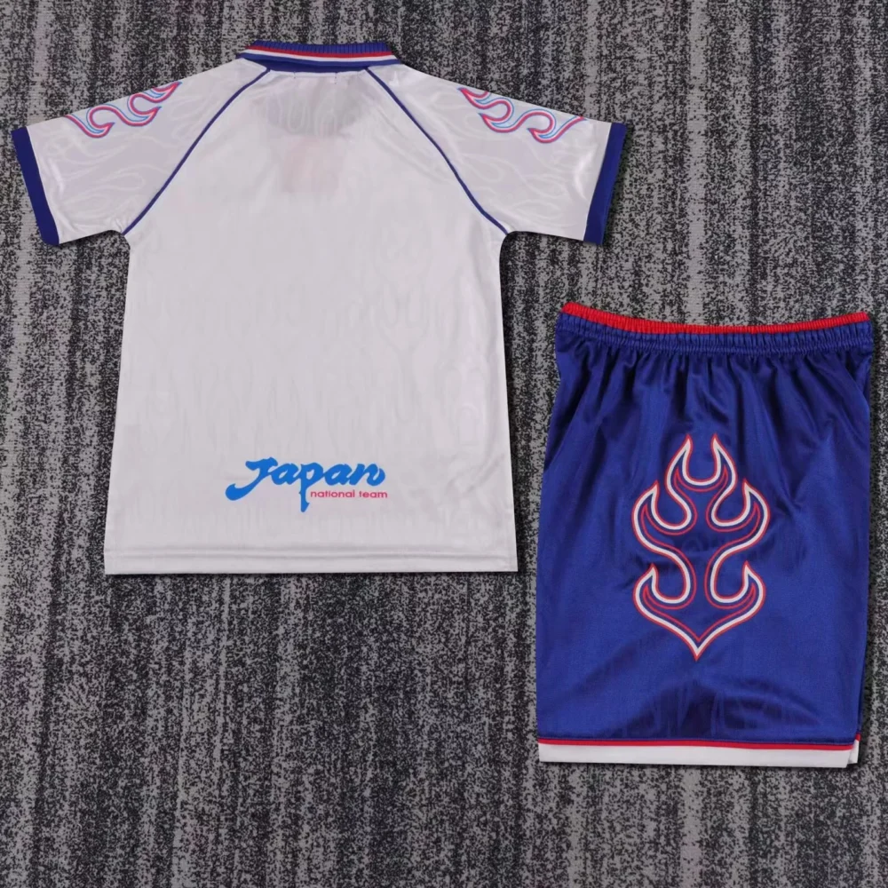 Japan Retro Soccer Jersey Away Kids Kit Jersey+Shorts 1998 - Image 2
