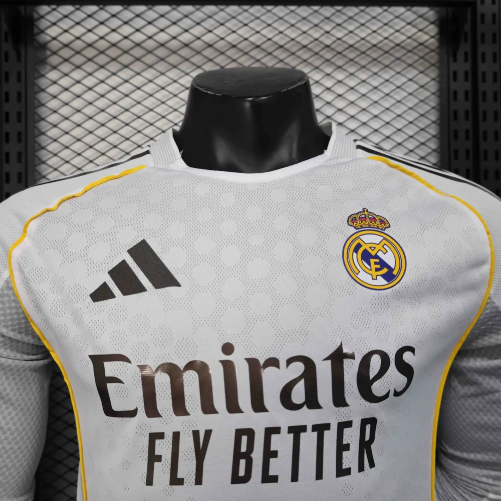 Real Madrid Authentic Soccer Jersey Home Long Sleeve Shirt 2025/26 - Image 3