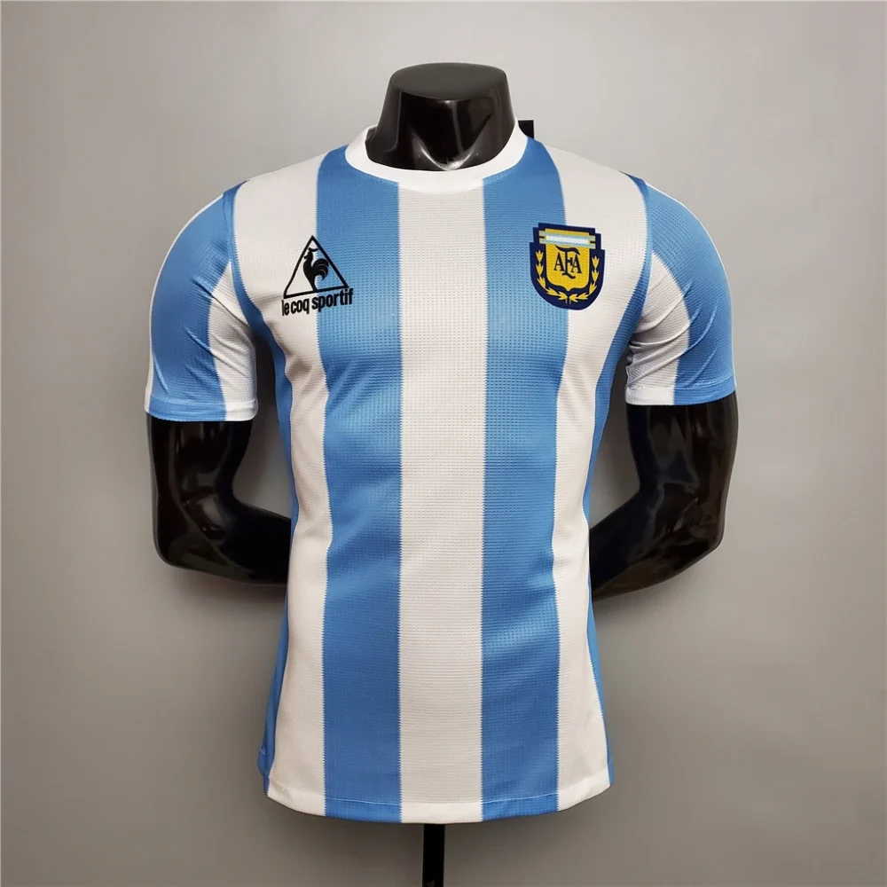 Maradona#10 Argentina Authentic Retro Jersey Home Football Jersey 1986 - Image 2