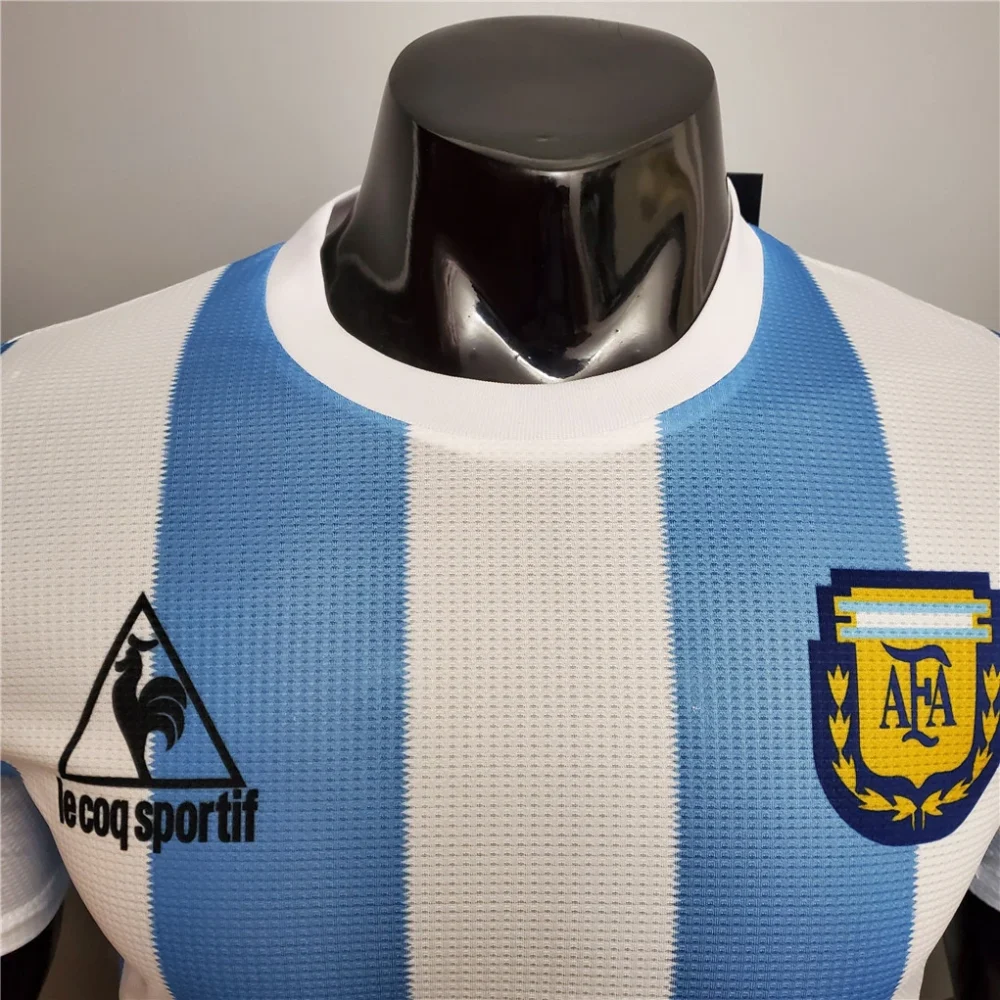 Argentina Authentic Retro Jersey Home Football Jersey 1986 - Image 3