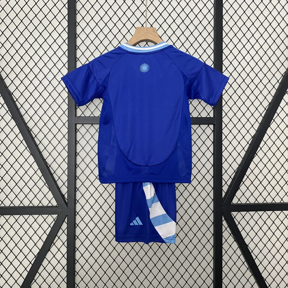 Argentina Away Soccer Uniform Kids Kit Jersey+Shorts 2024 - Image 2