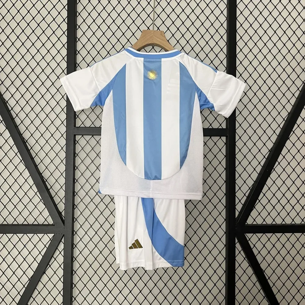 Argentina Home Soccer Uniform Kids Kit Jersey+Shorts 2024 - Image 2