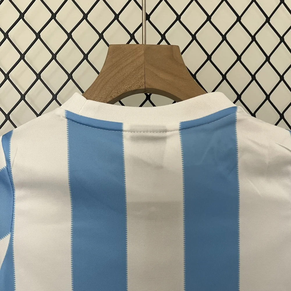 Argentina Retro Home Soccer Uniform Kids Kit Jersey+Shorts 1986 - Image 7