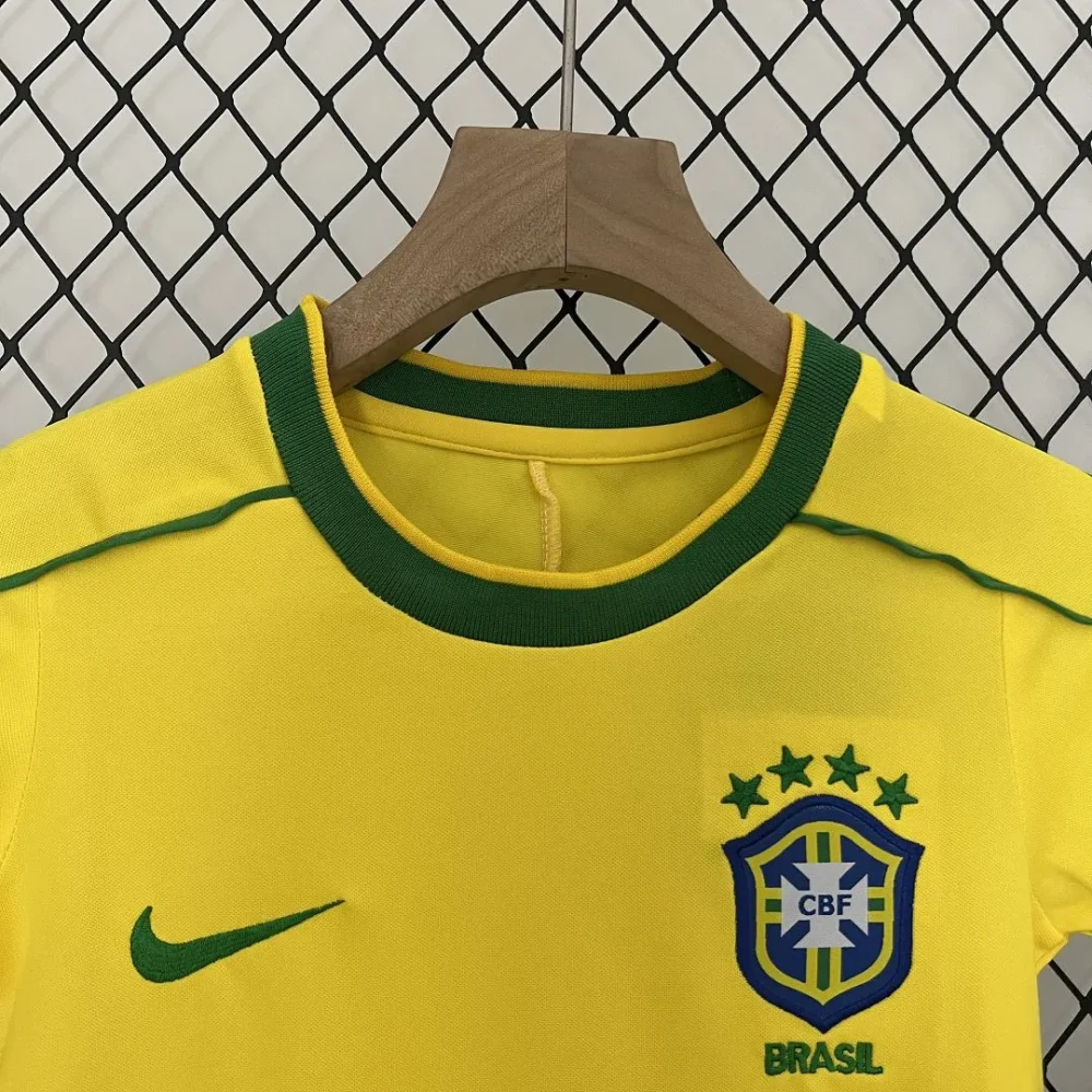 Brazil Retro Jersey Home Uniform Kids Kit Jersey+Shorts World Cup 1998 - Image 6