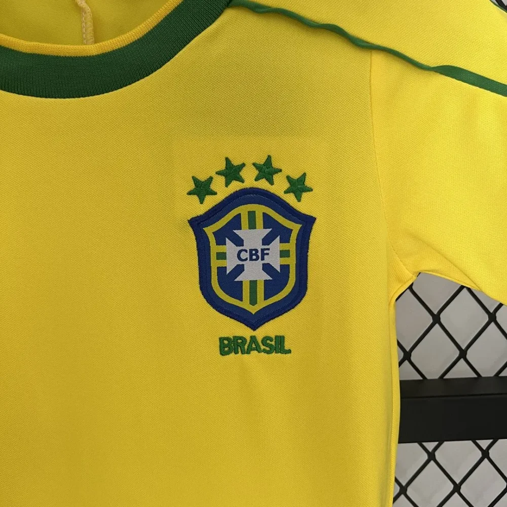 Brazil Retro Jersey Home Uniform Kids Kit Jersey+Shorts World Cup 1998 - Image 4