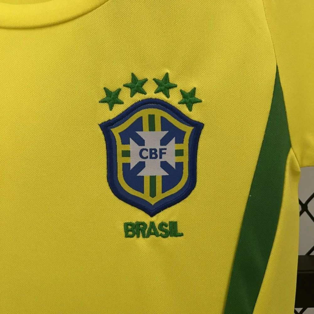 Brazil Retro Jersey Home Uniform Kids Kit Jersey+Shorts World Cup 2002 - Image 5