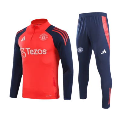 Manchester United 1/2 Zipper Sweat Kit (Top+Pants) Red 2024/25